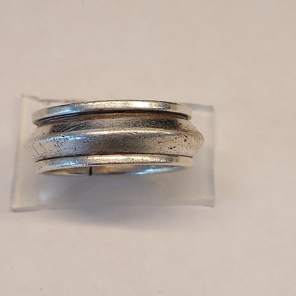 Sterling Silver Spinner Ring .925 Size 9 1/2" Wide 8.6g  READ